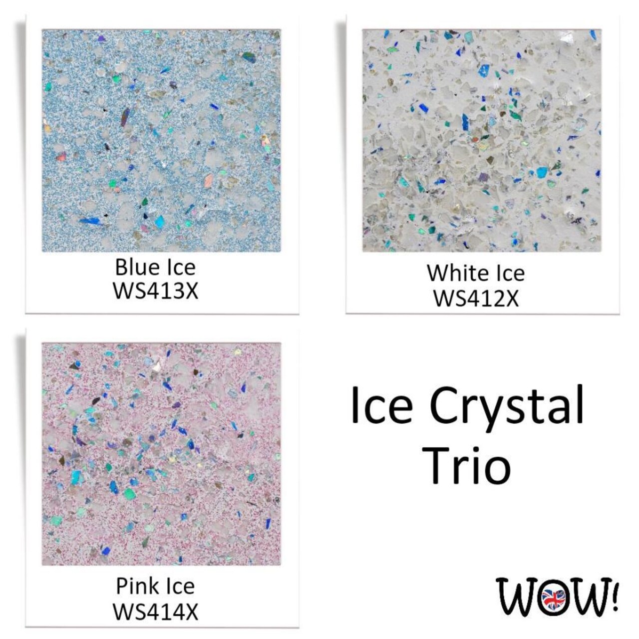 WOW! Glitter Embossing Powder Ice Crystal Trio - Pink, Blue, White Sparkle